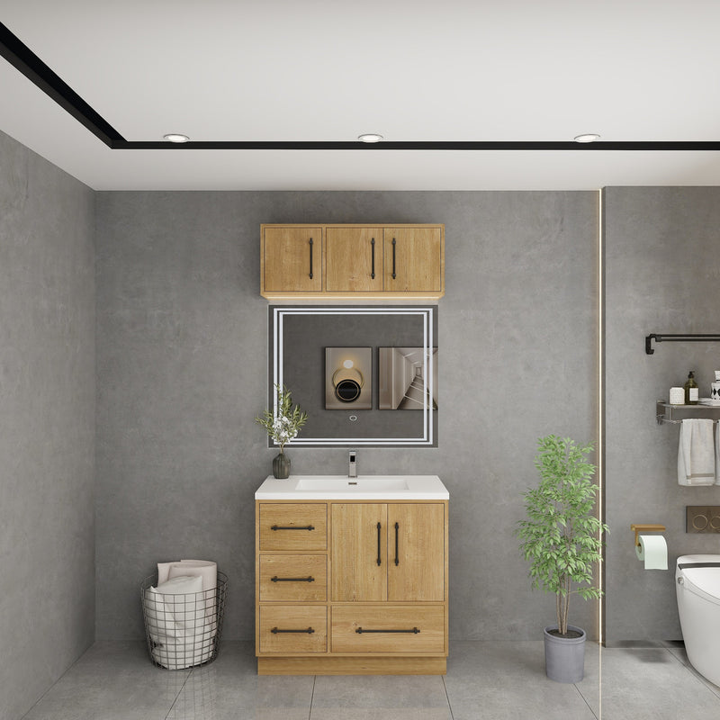 Moreno Bath VICTORIA-36LFS Victoria 36" Freestanding Bathroom Vanity Left Side Drawers with Reinforced Acrylic Sink