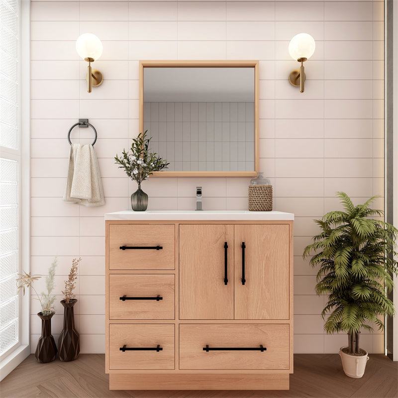 Moreno Bath VICTORIA-36LFS Victoria 36" Freestanding Bathroom Vanity Left Side Drawers with Reinforced Acrylic Sink