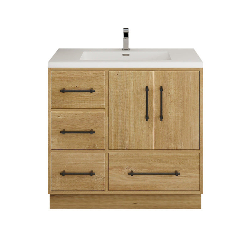 Moreno Bath VICTORIA-36LFS Victoria 36" Freestanding Bathroom Vanity Left Side Drawers with Reinforced Acrylic Sink