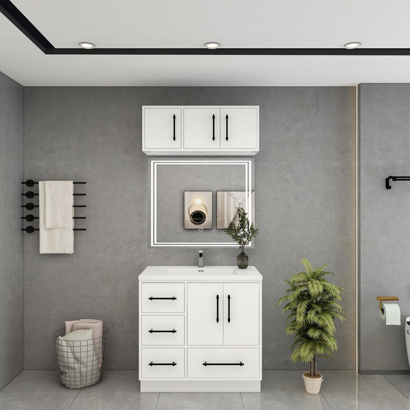 Moreno Bath VICTORIA-36LFS Victoria 36" Freestanding Bathroom Vanity Left Side Drawers with Reinforced Acrylic Sink