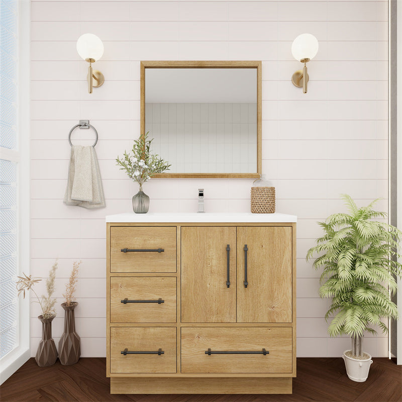 Moreno Bath VICTORIA-36LFS Victoria 36" Freestanding Bathroom Vanity Left Side Drawers with Reinforced Acrylic Sink