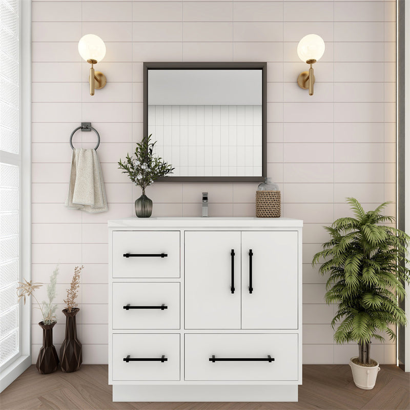 Moreno Bath VICTORIA-36LFS Victoria 36" Freestanding Bathroom Vanity Left Side Drawers with Reinforced Acrylic Sink