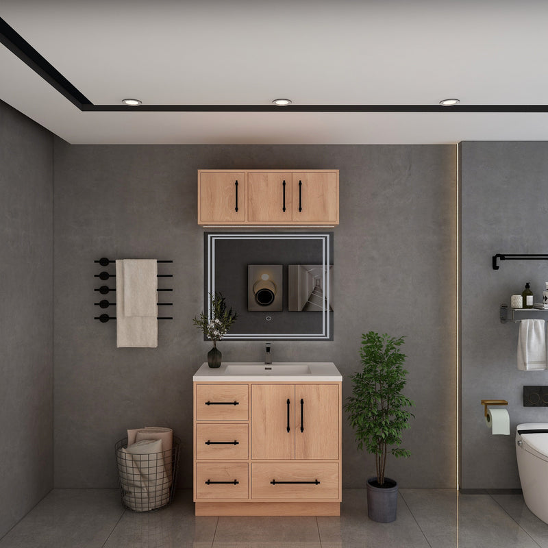 Moreno Bath VICTORIA-36LFS Victoria 36" Freestanding Bathroom Vanity Left Side Drawers with Reinforced Acrylic Sink