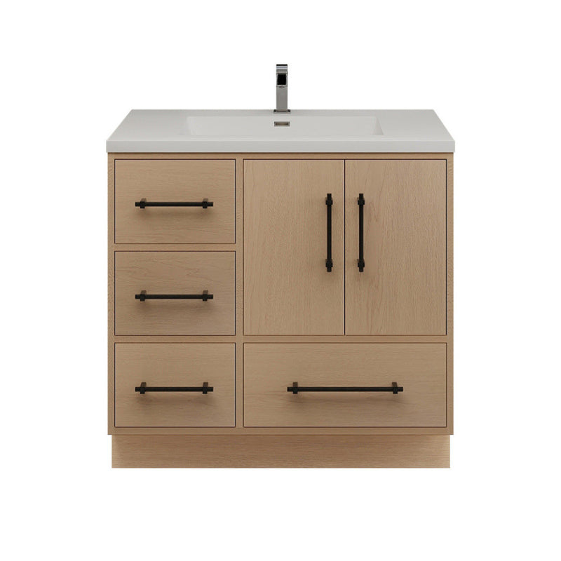 Moreno Bath VICTORIA-36LFS Victoria 36" Freestanding Bathroom Vanity Left Side Drawers with Reinforced Acrylic Sink