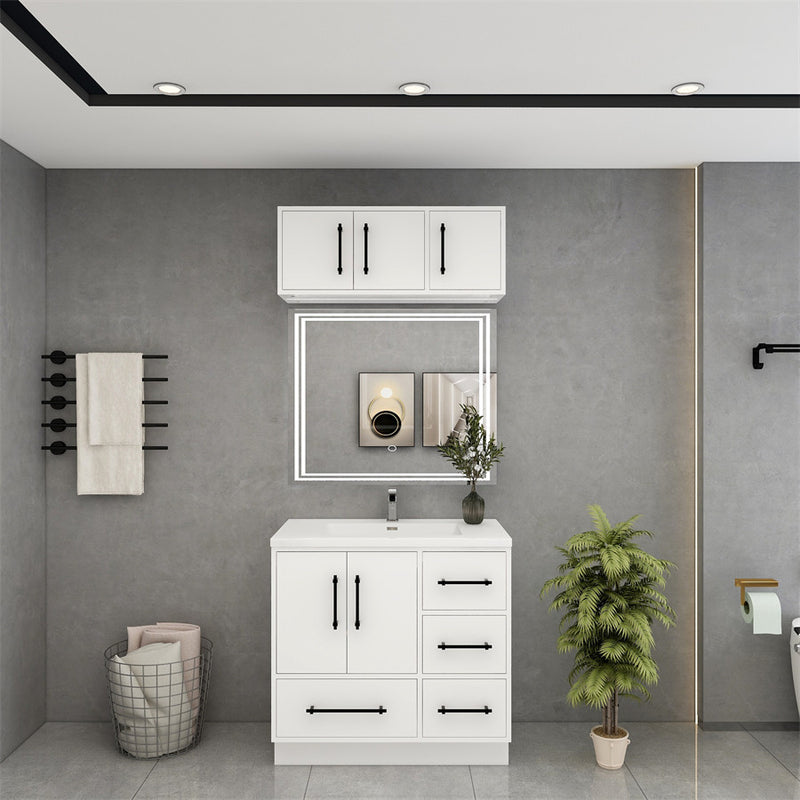 Moreno Bath VICTORIA-36RFS Victoria 36" Freestanding Bathroom Vanity Right Side Drawers with Reinforced Acrylic Sink