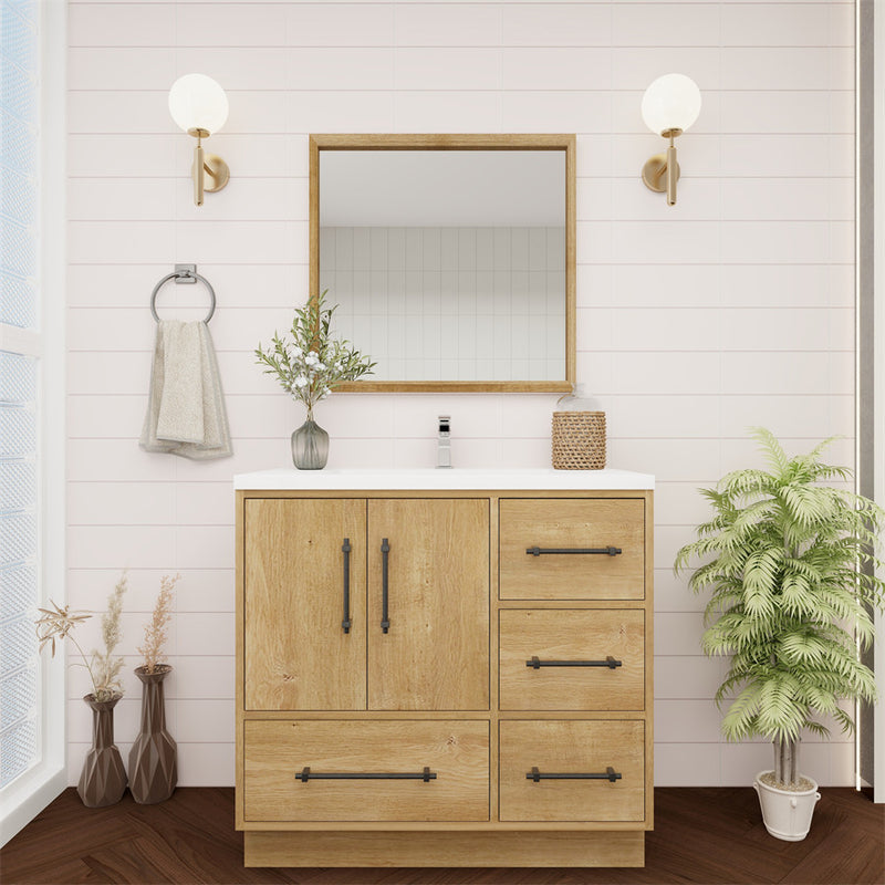 Moreno Bath VICTORIA-36RFS Victoria 36" Freestanding Bathroom Vanity Right Side Drawers with Reinforced Acrylic Sink - view 4