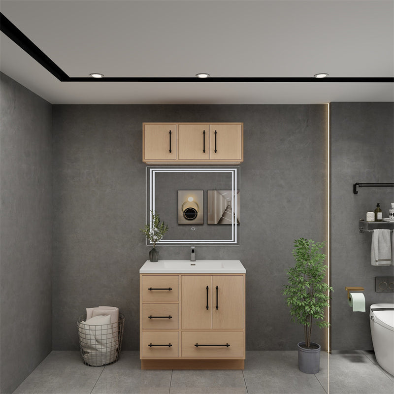 Moreno Bath VICTORIA-36RFS Victoria 36" Freestanding Bathroom Vanity Right Side Drawers with Reinforced Acrylic Sink