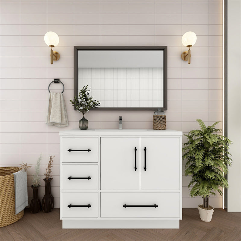 Moreno Bath VICTORIA-42LFS Victoria 42" Freestanding Bathroom Vanity Left Side Drawers with Reinforced Acrylic Sink