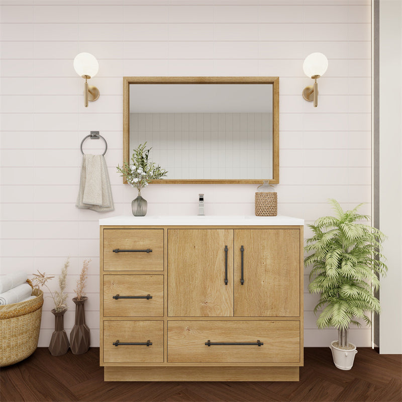 Moreno Bath VICTORIA-42LFS Victoria 42" Freestanding Bathroom Vanity Left Side Drawers with Reinforced Acrylic Sink