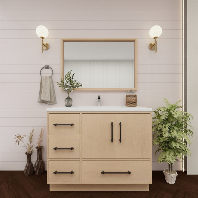 Moreno Bath VICTORIA-42LFS Victoria 42" Freestanding Bathroom Vanity Left Side Drawers with Reinforced Acrylic Sink