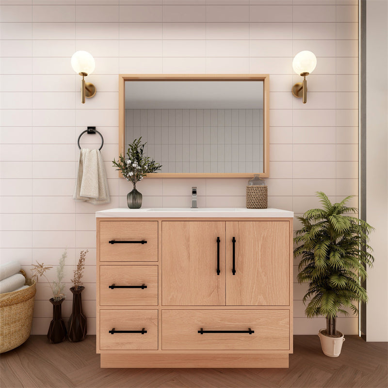 Moreno Bath VICTORIA-42LFS Victoria 42" Freestanding Bathroom Vanity Left Side Drawers with Reinforced Acrylic Sink