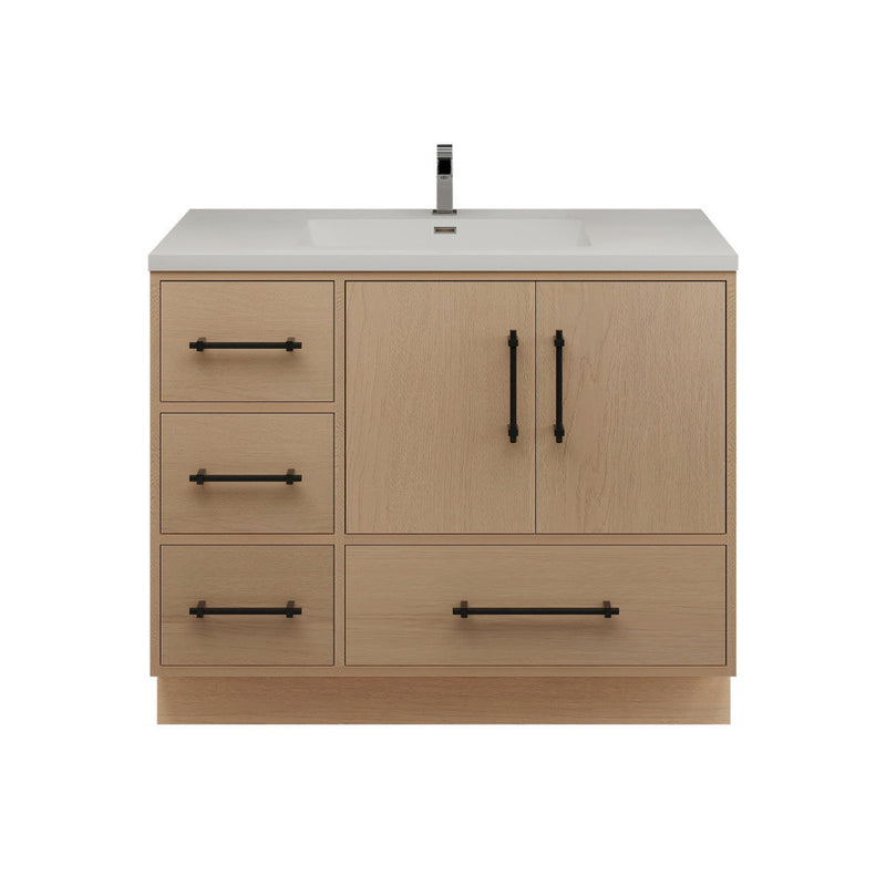 Moreno Bath VICTORIA-42LFS Victoria 42" Freestanding Bathroom Vanity Left Side Drawers with Reinforced Acrylic Sink