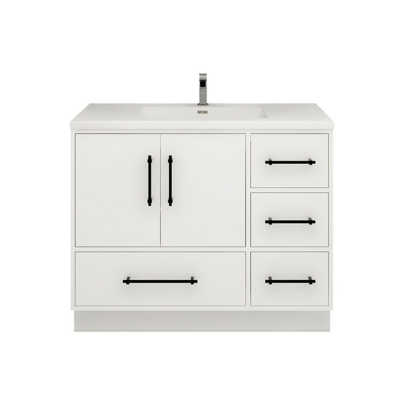 Moreno Bath VICTORIA-42RFS Victoria 42" Freestanding Bathroom Vanity Right Side Drawers with Reinforced Acrylic Sink