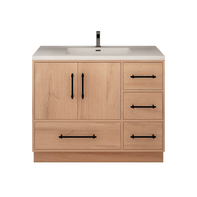 Moreno Bath VICTORIA-42RFS Victoria 42" Freestanding Bathroom Vanity Right Side Drawers with Reinforced Acrylic Sink