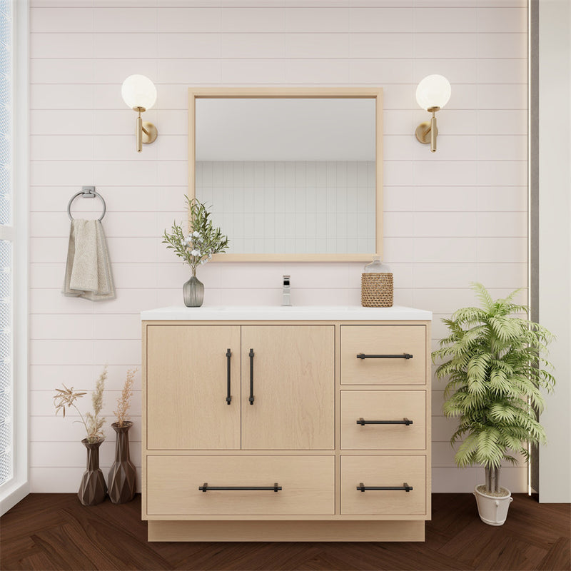 Moreno Bath VICTORIA-42RFS Victoria 42" Freestanding Bathroom Vanity Right Side Drawers with Reinforced Acrylic Sink