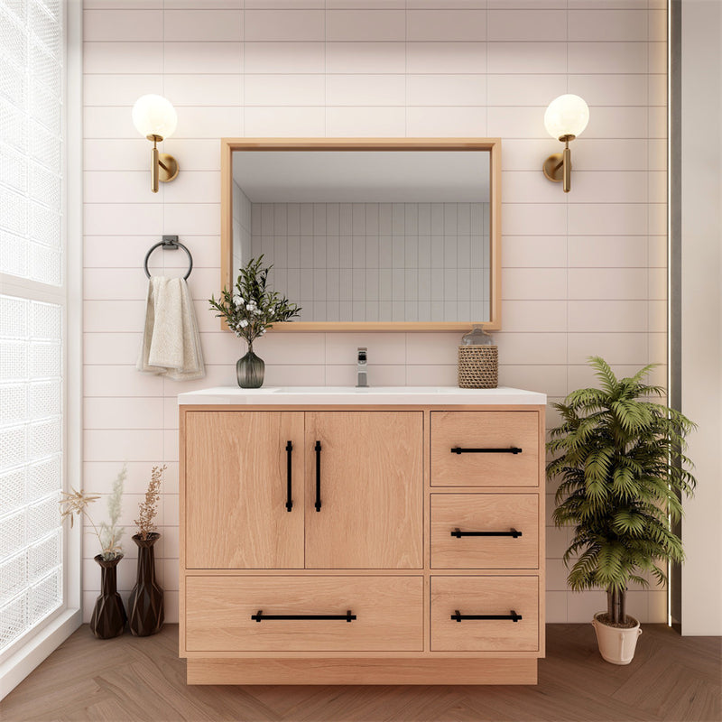 Moreno Bath VICTORIA-42RFS Victoria 42" Freestanding Bathroom Vanity Right Side Drawers with Reinforced Acrylic Sink