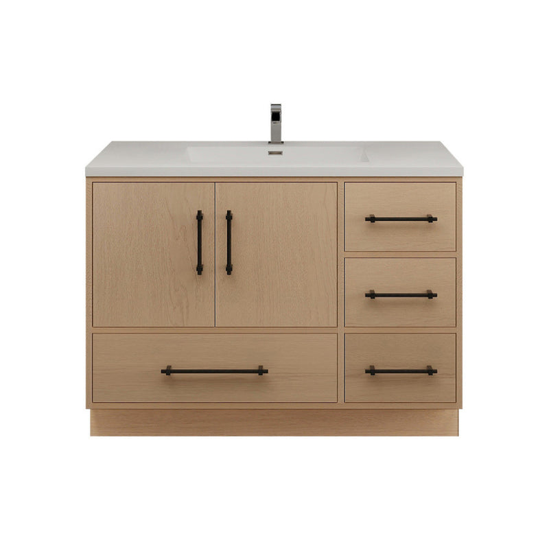 Moreno Bath VICTORIA-42RFS Victoria 42" Freestanding Bathroom Vanity Right Side Drawers with Reinforced Acrylic Sink