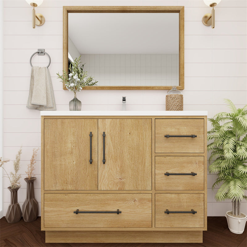 Moreno Bath VICTORIA-42RFS Victoria 42" Freestanding Bathroom Vanity Right Side Drawers with Reinforced Acrylic Sink