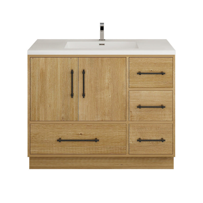 Moreno Bath VICTORIA-42RFS Victoria 42" Freestanding Bathroom Vanity Right Side Drawers with Reinforced Acrylic Sink