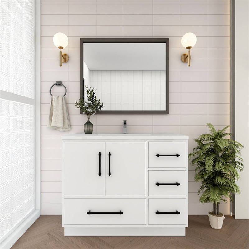 Moreno Bath VICTORIA-42RFS Victoria 42" Freestanding Bathroom Vanity Right Side Drawers with Reinforced Acrylic Sink
