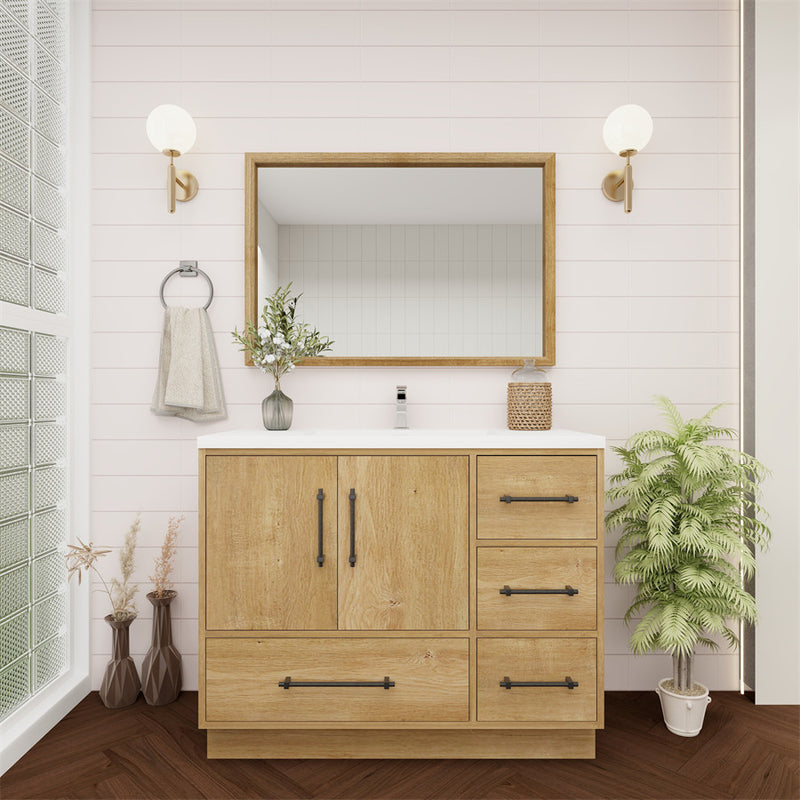 Moreno Bath VICTORIA-42RFS Victoria 42" Freestanding Bathroom Vanity Right Side Drawers with Reinforced Acrylic Sink