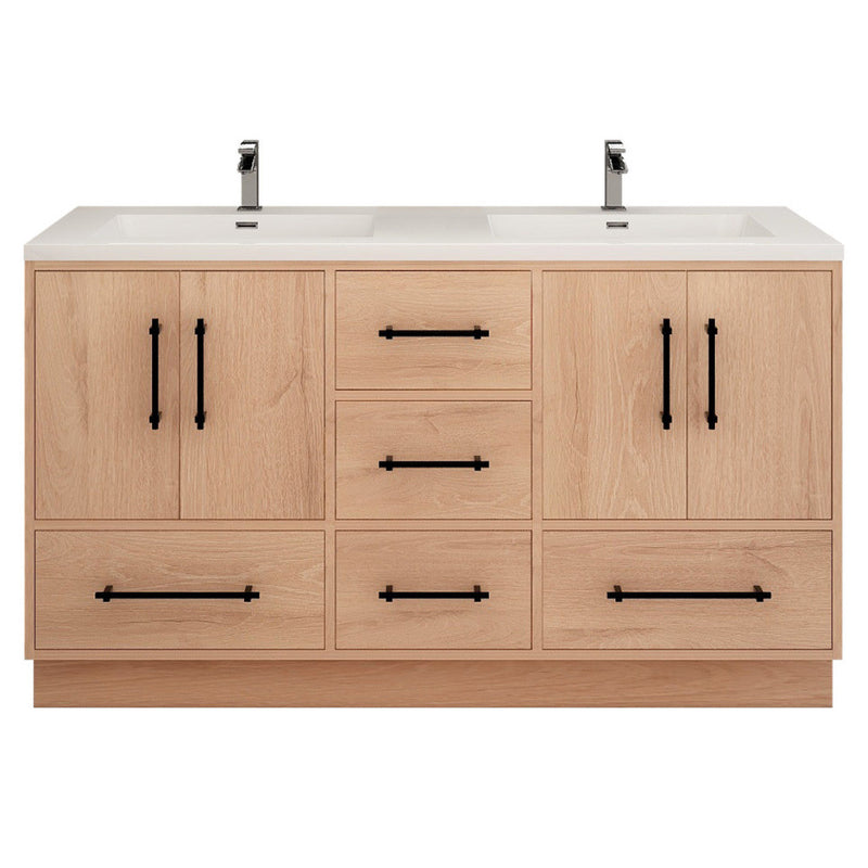 Moreno Bath VICTORIA-60DFS Victoria 60" Freestanding Bathroom Vanity with Reinforced Acrylic Double Sink