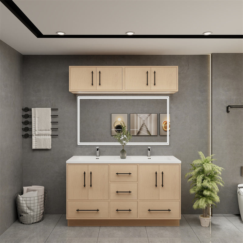 Moreno Bath VICTORIA-60DFS Victoria 60" Freestanding Bathroom Vanity with Reinforced Acrylic Double Sink