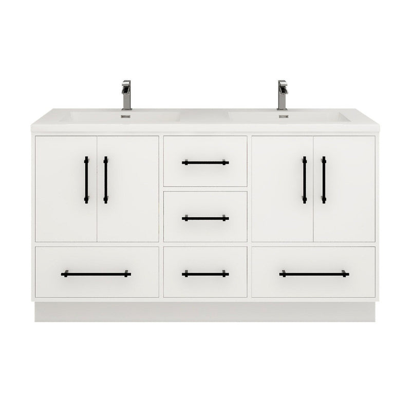 Moreno Bath VICTORIA-60DFS Victoria 60" Freestanding Bathroom Vanity with Reinforced Acrylic Double Sink