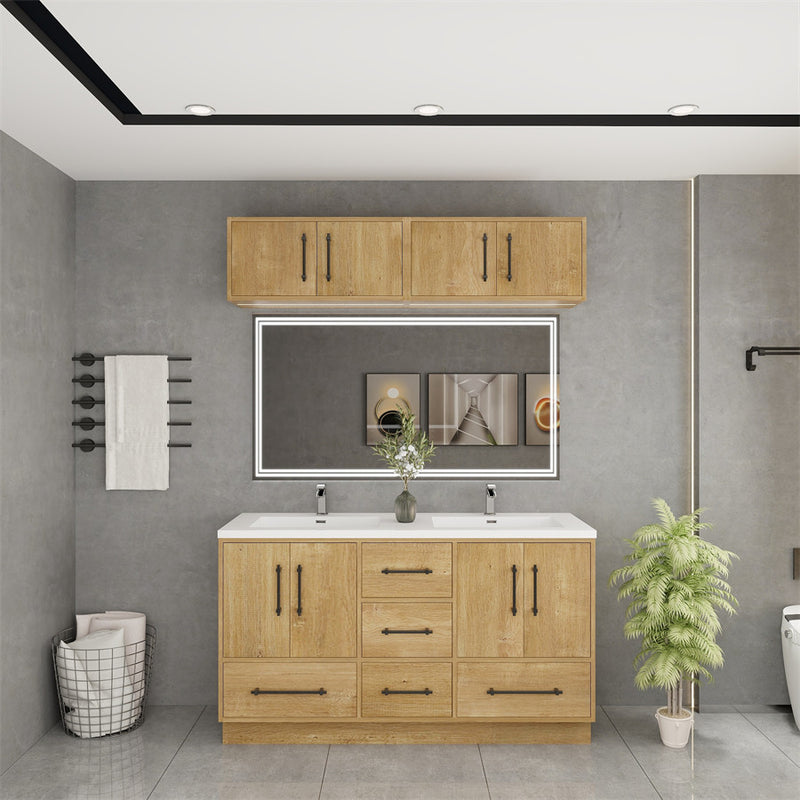 Moreno Bath VICTORIA-60DFS Victoria 60" Freestanding Bathroom Vanity with Reinforced Acrylic Double Sink