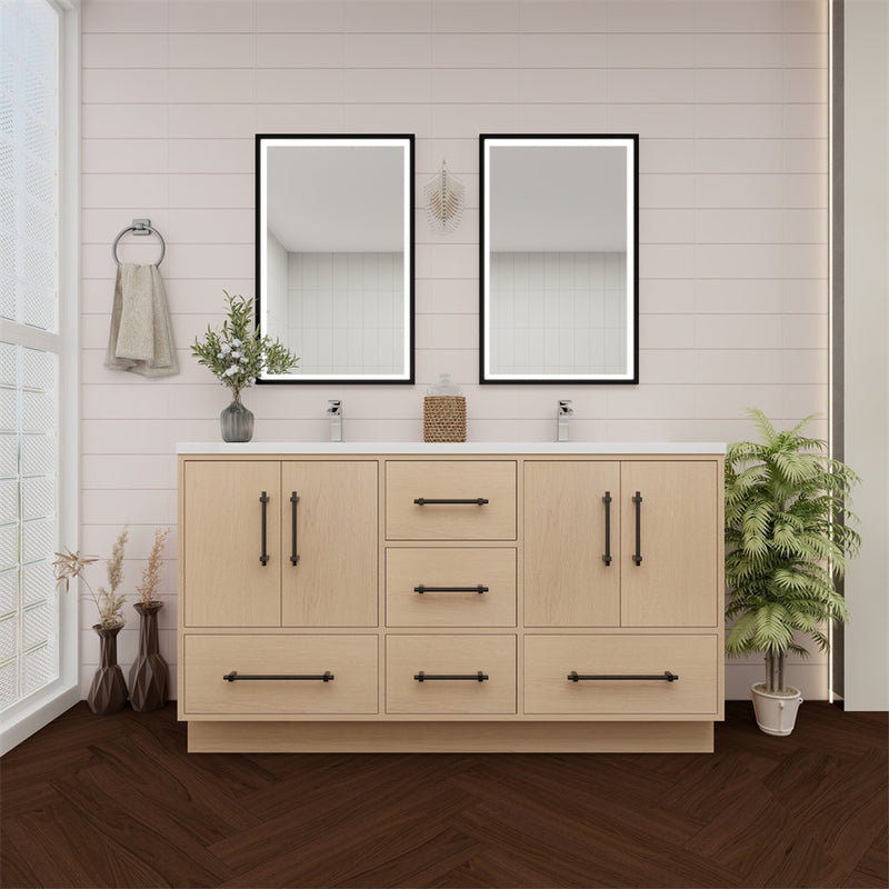 Moreno Bath VICTORIA-60DFS Victoria 60" Freestanding Bathroom Vanity with Reinforced Acrylic Double Sink