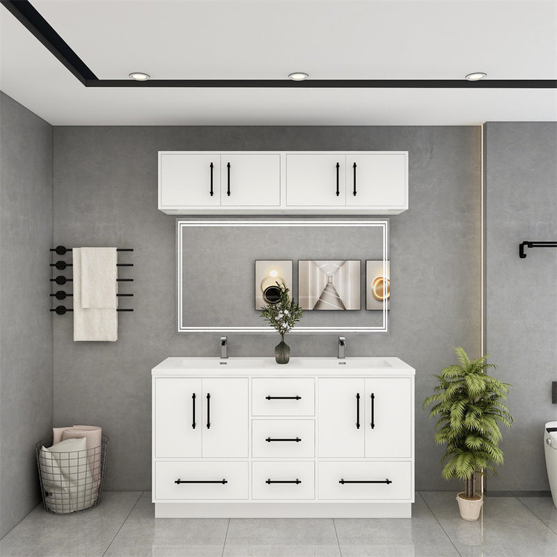 Moreno Bath VICTORIA-60DFS Victoria 60" Freestanding Bathroom Vanity with Reinforced Acrylic Double Sink