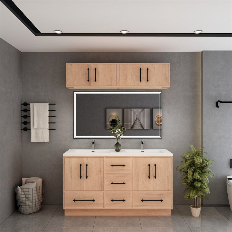 Moreno Bath VICTORIA-60DFS Victoria 60" Freestanding Bathroom Vanity with Reinforced Acrylic Double Sink