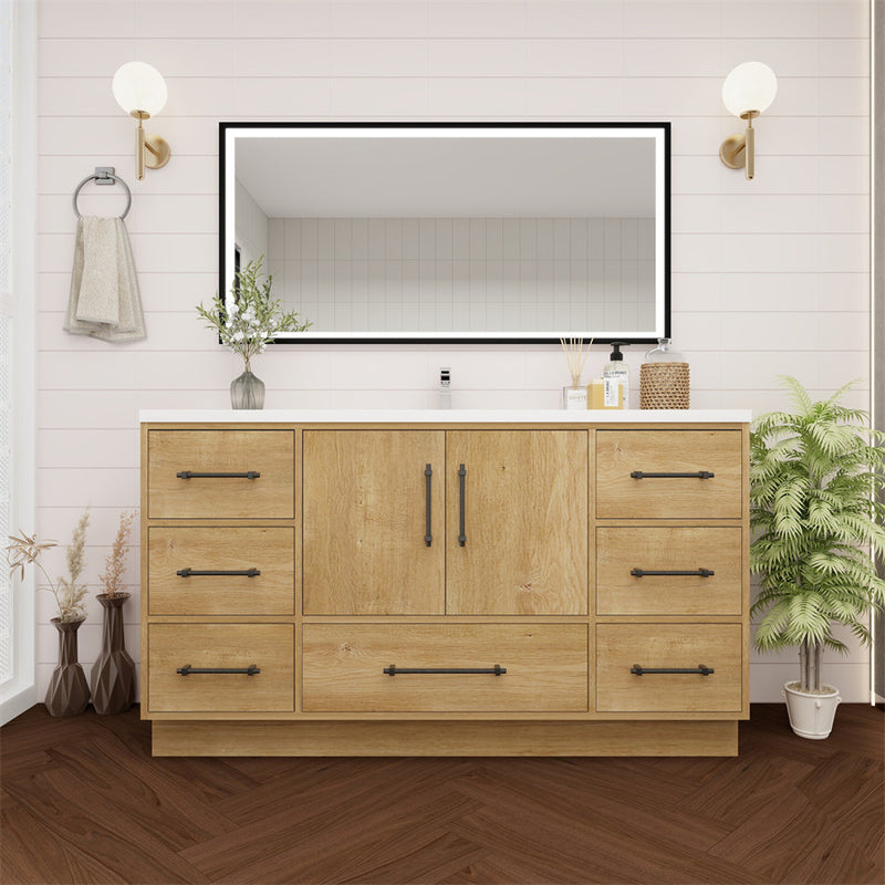 Moreno Bath VICTORIA-60SFS Victoria 60" Freestanding Bathroom Vanity with Reinforced Acrylic Single Sink