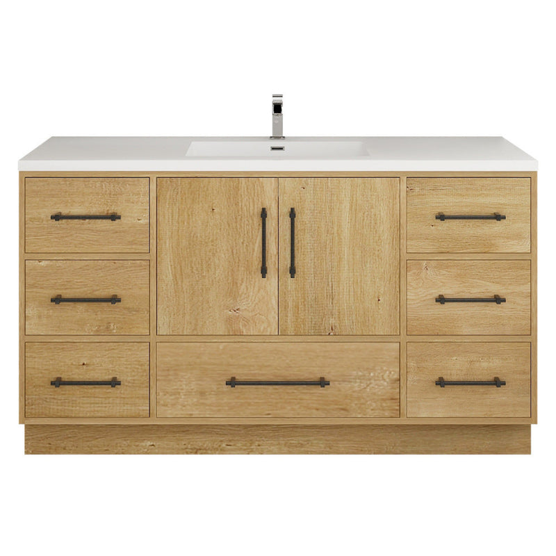 Moreno Bath VICTORIA-60SFS Victoria 60" Freestanding Bathroom Vanity with Reinforced Acrylic Single Sink