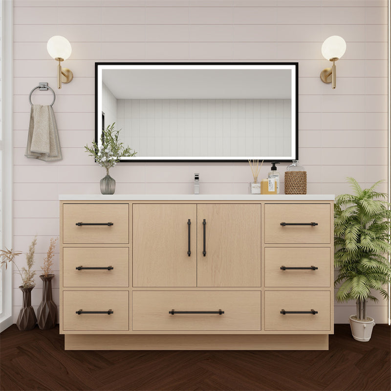 Moreno Bath VICTORIA-60SFS Victoria 60" Freestanding Bathroom Vanity with Reinforced Acrylic Single Sink