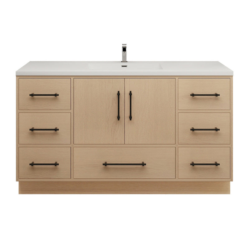 Moreno Bath VICTORIA-60SFS Victoria 60" Freestanding Bathroom Vanity with Reinforced Acrylic Single Sink