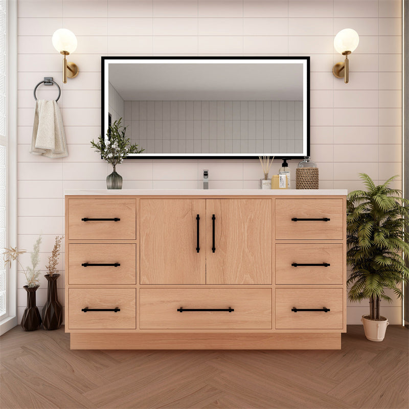Moreno Bath VICTORIA-60SFS Victoria 60" Freestanding Bathroom Vanity with Reinforced Acrylic Single Sink