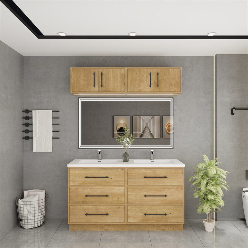 Moreno Bath VICTORIA-60DDFS Victoria 60" Freestanding Double Vanity with Reinforced Acrylic Double Sink