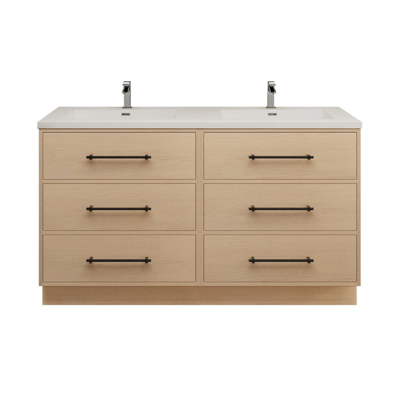Moreno Bath VICTORIA-60DDFS Victoria 60" Freestanding Double Vanity with Reinforced Acrylic Double Sink