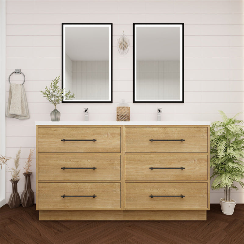Moreno Bath VICTORIA-60DDFS Victoria 60" Freestanding Double Vanity with Reinforced Acrylic Double Sink