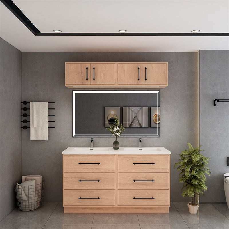 Moreno Bath VICTORIA-60DDFS Victoria 60" Freestanding Double Vanity with Reinforced Acrylic Double Sink