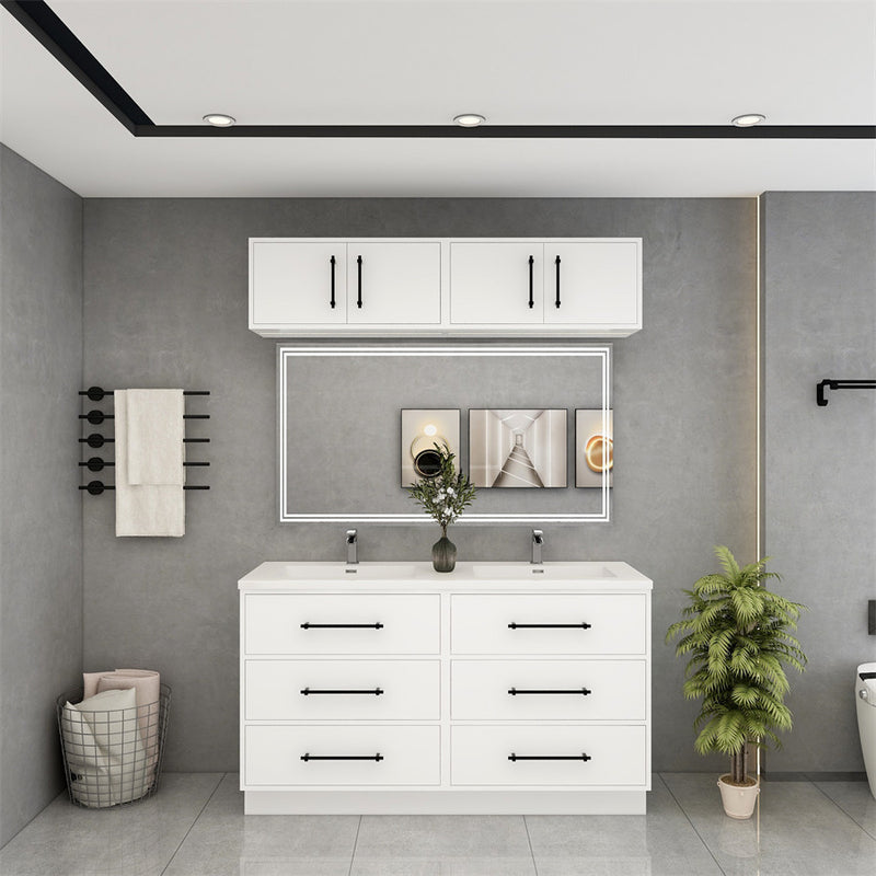 Moreno Bath VICTORIA-60DDFS Victoria 60" Freestanding Double Vanity with Reinforced Acrylic Double Sink