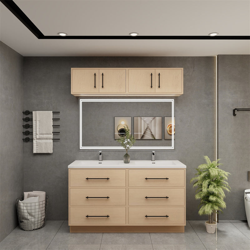 Moreno Bath VICTORIA-60DDFS Victoria 60" Freestanding Double Vanity with Reinforced Acrylic Double Sink