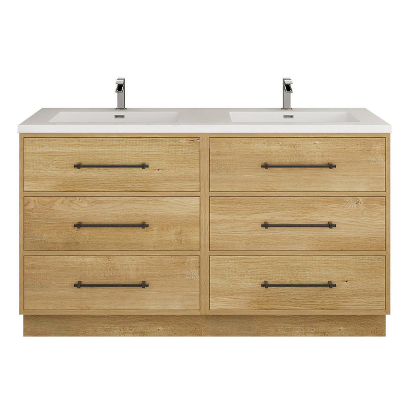 Moreno Bath VICTORIA-60DDFS Victoria 60" Freestanding Double Vanity with Reinforced Acrylic Double Sink