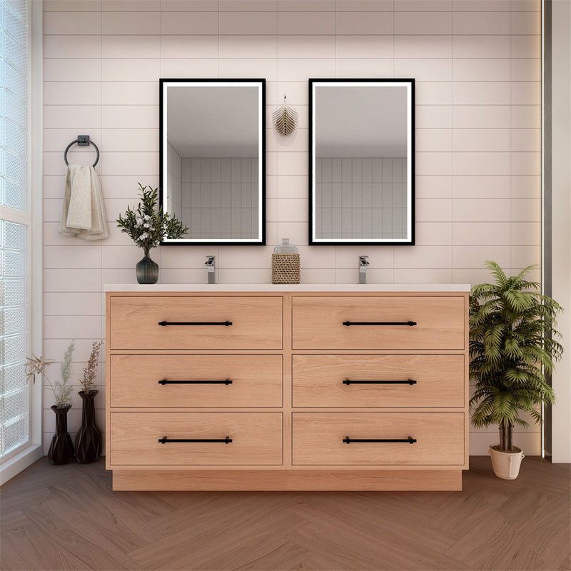 Moreno Bath VICTORIA-60DDFS Victoria 60" Freestanding Double Vanity with Reinforced Acrylic Double Sink