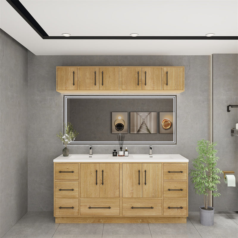 Moreno Bath VICTORIA-72DFS Victoria 72" Freestanding Bathroom Vanity with Reinforced Acrylic Double Sink