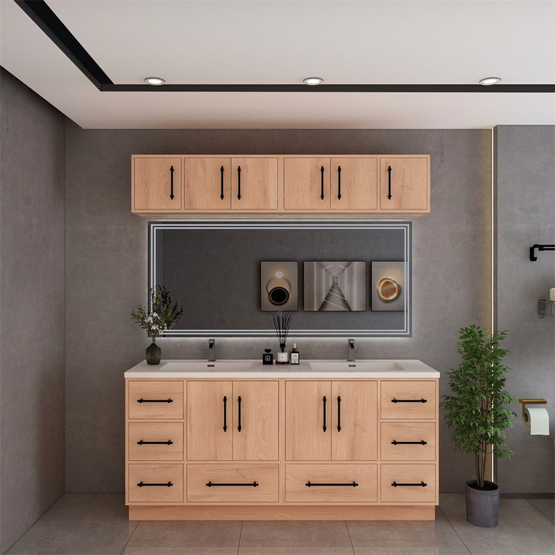 Moreno Bath VICTORIA-72DFS Victoria 72" Freestanding Bathroom Vanity with Reinforced Acrylic Double Sink