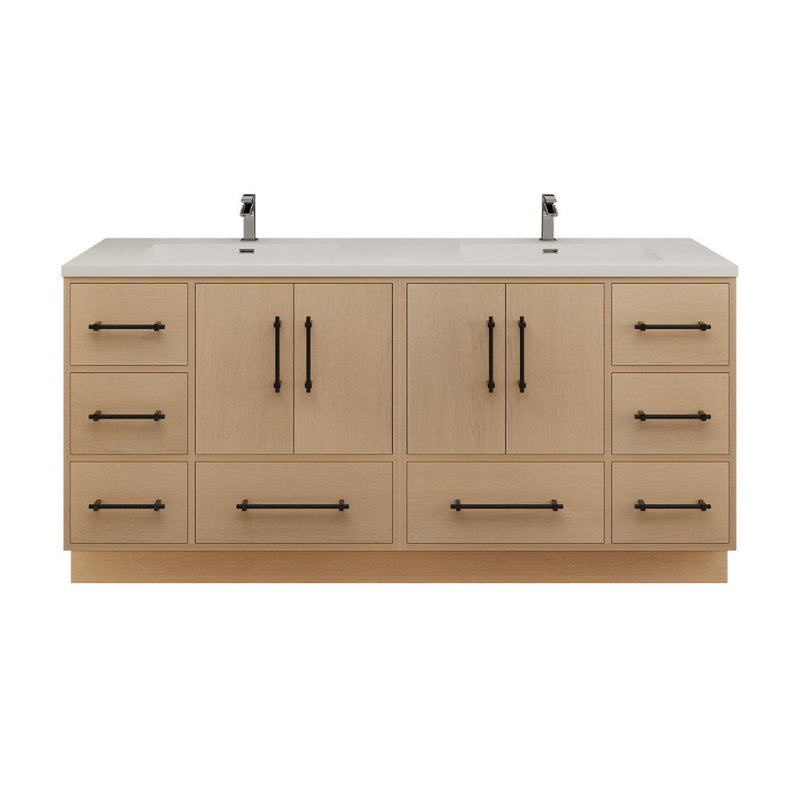 Moreno Bath VICTORIA-72DFS Victoria 72" Freestanding Bathroom Vanity with Reinforced Acrylic Double Sink