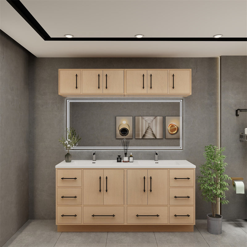 Moreno Bath VICTORIA-72DFS Victoria 72" Freestanding Bathroom Vanity with Reinforced Acrylic Double Sink