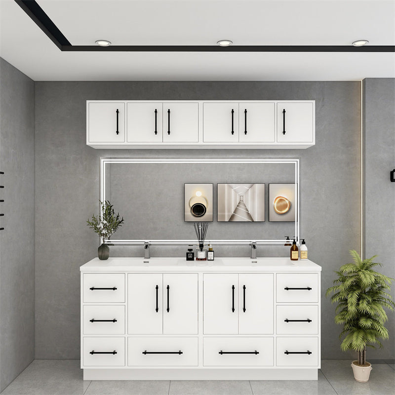 Moreno Bath VICTORIA-72DFS Victoria 72" Freestanding Bathroom Vanity with Reinforced Acrylic Double Sink